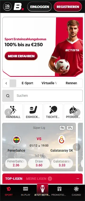 Betista payout review – mobile sports betting interface for German players